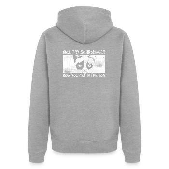 Bien essayer Schrodinger - Veste à capuche bio Premium Unisexe - gris chiné - Dos - Nico (187cm)