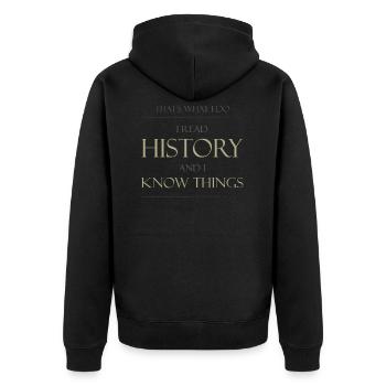 Das ist, was ich tue, ich lese Geschichte - Unisex Premium Bio Zip Hoodie - Schwarz - Hinten - Nico (187cm)
