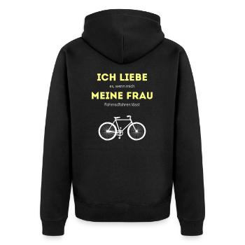 Fahrrad lustiger Spruch Fahrradfahrer - Unisex Premium Bio Zip Hoodie - Schwarz - Hinten - Nico (187cm)