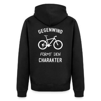 Mountainbike lustiger Spruch Fahrrad Fahrradfahren - Unisex Premium Bio Zip Hoodie - Schwarz - Hinten - Nico (187cm)