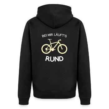 Fahrrad lustiger Spruch Mountainbiker - Unisex Premium Bio Zip Hoodie - Schwarz - Hinten - Nico (187cm)