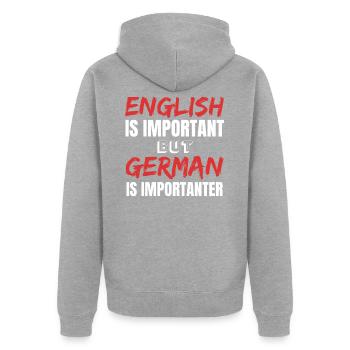 Professeur d’allemand Enseignante Idées cadeaux cool - Veste à capuche bio Premium Unisexe - gris chiné - Dos - Nico (187cm)