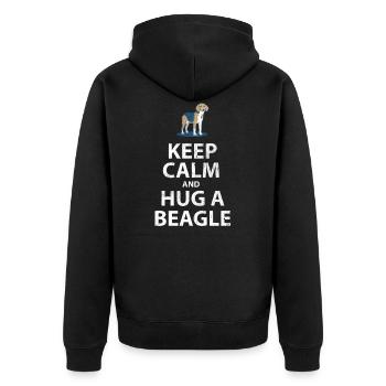 Behalten Sie ruhig und umarmen Sie einen Beagle - Unisex Premium Bio Zip Hoodie - Schwarz - Hinten - Nico (187cm)