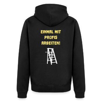 Handwerker - Unisex Premium Bio Zip Hoodie - Schwarz - Hinten - Nico (187cm)