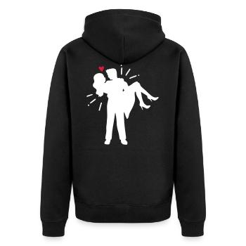 Newlyweds wedding couple heart - Unisex Premium Organic Zip Hoodie - black - Back - Nico (187cm)