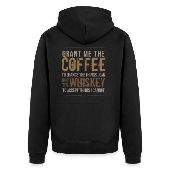Gib mir den Kaffee und das Whisky-Trinken - Unisex Premium Bio Zip Hoodie - Schwarz - Hinten - Nico (187cm)