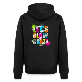Lassen Sie uns verrückte Retro Neon Party Light Rave Glow - Unisex Premium Bio Zip Hoodie - Schwarz - Hinten - Nico (187cm)
