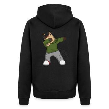 Dabbendes Pferd - Unisex Premium Bio Zip Hoodie - Schwarz - Hinten - Nico (187cm)