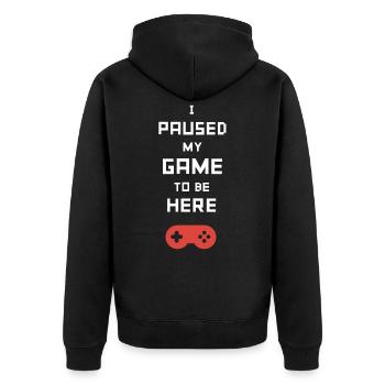 Gaming - Unisex Premium Bio Zip Hoodie - Schwarz - Hinten - Nico (187cm)