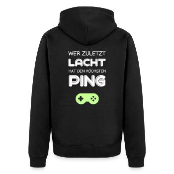 Gaming Konsole Computer - Unisex Premium Bio Zip Hoodie - Schwarz - Hinten - Nico (187cm)