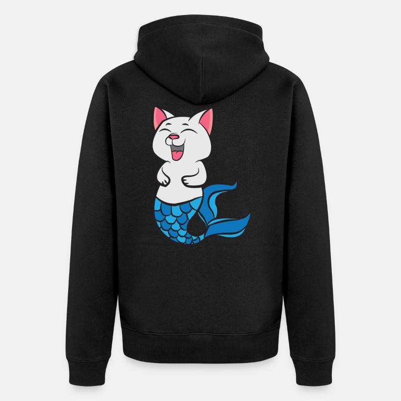 Chat sirène qui rit - Veste à capuche bio Premium Unisexe - noir