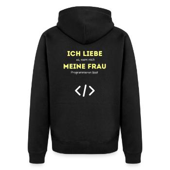 Programmierer lustiger Spruch Java Programmieren - Unisex Premium Bio Zip Hoodie - Schwarz - Hinten - Nico (187cm)
