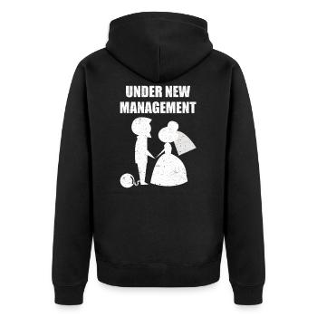 Under New Management Groom Wedding Bachelor Party - Unisex Premium Organic Zip Hoodie - black - Back - Nico (187cm)