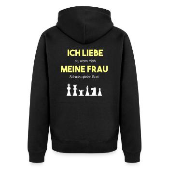 Jeu d'échecs amusant en morceaux d'échecs - Veste à capuche bio Premium Unisexe - noir - Dos - Nico (187cm)