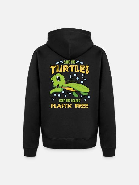 Save the turtles - Unisex Premium Organic Zip Hoodie - black