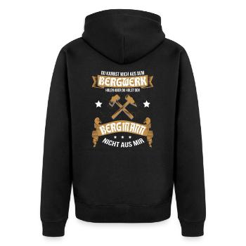 T-shirt for the proud miner and miner - Unisex Premium Organic Zip Hoodie - black - Back - Nico (187cm)