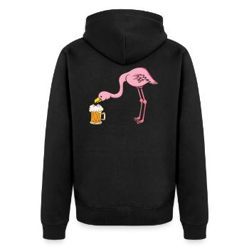 Flamingo Beer - Unisex Premium Organic Zip Hoodie - black - Back - Nico (187cm)