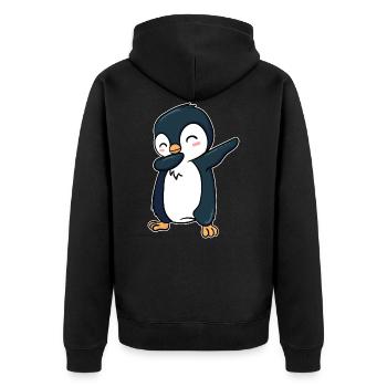 Dabbing Penguin - Unisex Premium Organic Zip Hoodie - black - Back - Nico (187cm)