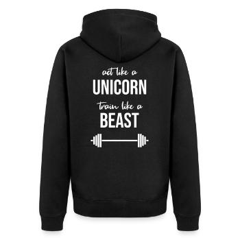 Gym - Veste à capuche bio Premium Unisexe - noir - Dos - Nico (187cm)