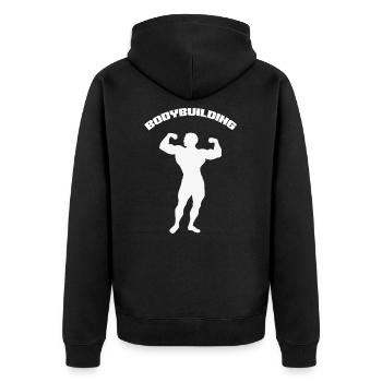 Gym Sport Bodybuilder Bodybuilding - Unisex Premium Organic Zip Hoodie - black - Back - Nico (187cm)