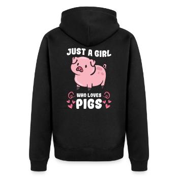 Just A Girl Who Loves Pig - Unisex Premium Organic Zip Hoodie - black - Back - Nico (187cm)