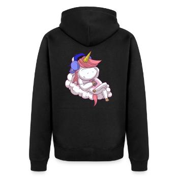 Unicorn Unicorn on Cloud Cool - Unisex Premium Organic Zip Hoodie - black - Back - Nico (187cm)