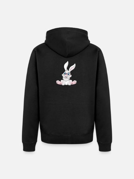 Sjov kanin cool nørd kanin med briller - Premium økologisk unisex-hættejakke - sort