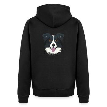 Illustration Border Collie - Unisex Premium Bio Zip Hoodie - Schwarz - Hinten - Nico (187cm)