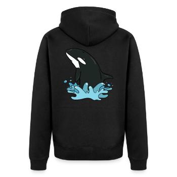 killer whale - Unisex Premium Organic Zip Hoodie - black - Back - Nico (187cm)