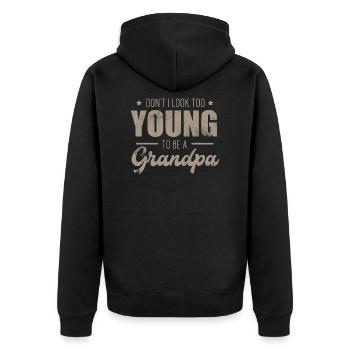 Schaue ich nicht zu jung Opa Opa Großvater - Unisex Premium Bio Zip Hoodie - Schwarz - Hinten - Nico (187cm)