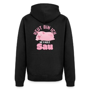 Cochon T-shirt Ce soir je suis une truie paresseuse - Veste à capuche bio Premium Unisexe - noir - Dos - Nico (187cm)