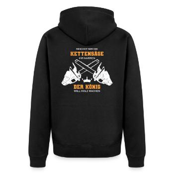 Holz Machen - Unisex Premium Bio Zip Hoodie - Schwarz - Hinten - Nico (187cm)