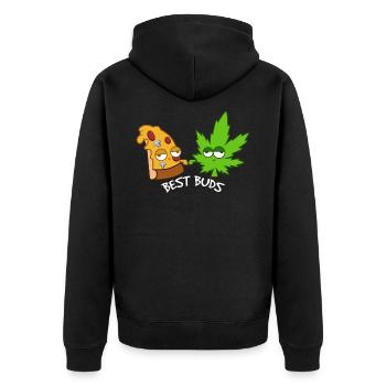 Grass and pizza - Unisex Premium Organic Zip Hoodie - black - Back - Nico (187cm)