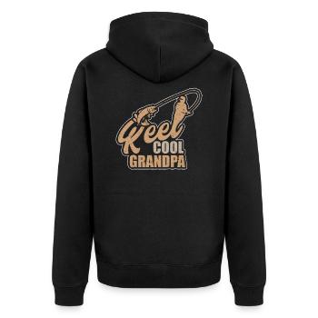 Reel Cool Opa Opa Fishing Lake Großvater - Unisex Premium Bio Zip Hoodie - Schwarz - Hinten - Nico (187cm)