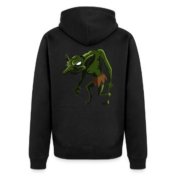 Fieser Kobold, geschenk troll fabelwesen mystisch - Unisex Premium Bio Zip Hoodie - Schwarz - Hinten - Nico (187cm)