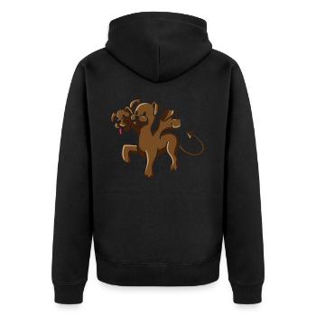 Cerberus, geschenk fluffy kerberos fabelwesen hund - Unisex Premium Bio Zip Hoodie - Schwarz - Hinten - Nico (187cm)