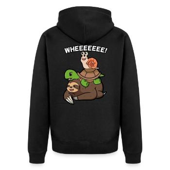 Tortue escargot et paresse - Veste à capuche bio Premium Unisexe - noir - Dos - Nico (187cm)