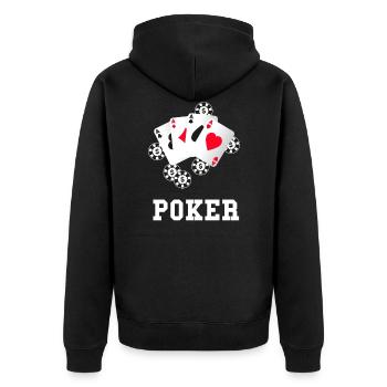 Poker - Unisex Premium Organic Zip Hoodie - black - Back - Nico (187cm)