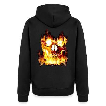 Burning skull - Unisex Premium Organic Zip Hoodie - black - Back - Nico (187cm)
