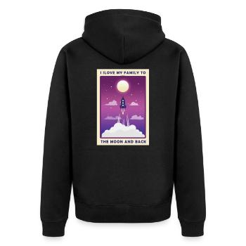 Rocket Moon Space Family Love Gift - Unisex Premium Organic Zip Hoodie - black - Back - Nico (187cm)