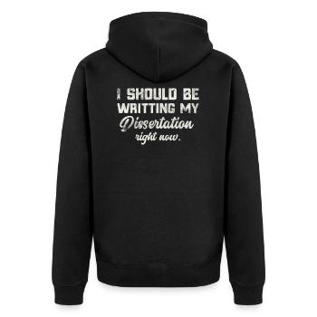 Ich sollte Doktoranden schreiben - Unisex Premium Bio Zip Hoodie - Schwarz - Hinten - Nico (187cm)