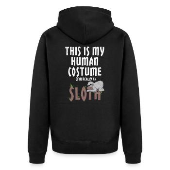 Menschliches Kostüm Ich bin wirklich ein Faultier Tier Fauler Schlaf - Unisex Premium Bio Zip Hoodie - Schwarz - Hinten - Nico (187cm)