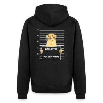 Der böse Otter wird gesucht - Geschenk - Unisex Premium Bio Zip Hoodie - Schwarz - Hinten - Nico (187cm)