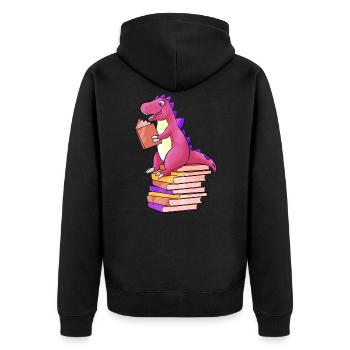 Dino lit des livres - Veste à capuche bio Premium Unisexe - noir - Dos - Nico (187cm)