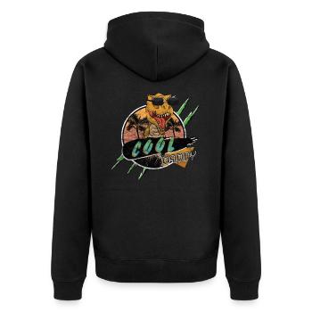 Dino Daddy Sommer Geschenk - Unisex Premium Bio Zip Hoodie - Schwarz - Hinten - Nico (187cm)
