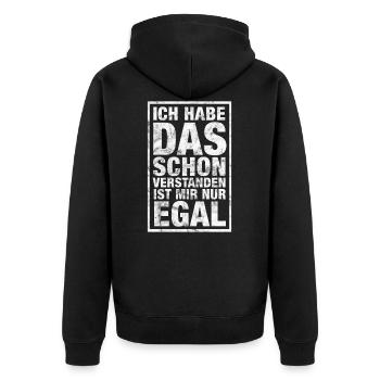 Drôle de slogan T-shirt - Veste à capuche bio Premium Unisexe - noir - Dos - Nico (187cm)