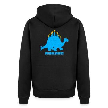 Menorasaurus Menorah Hanukkah Dinosaur Jew Channuk - Unisex Premium Organic Zip Hoodie - black - Back - Nico (187cm)