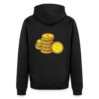 Münzen Geschenk, geld reichtum goldmünzen dollar - Unisex Premium Bio Zip Hoodie - Schwarz - Hinten - Nico (187cm)