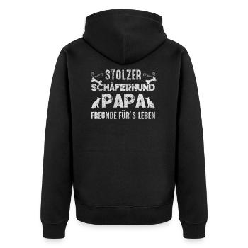 Proud Shepherd Papa Friends For Life - Unisex Premium Organic Zip Hoodie - black - Back - Nico (187cm)