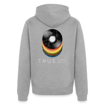 vinyle - Veste à capuche bio Premium Unisexe - gris chiné - Dos - Nico (187cm)